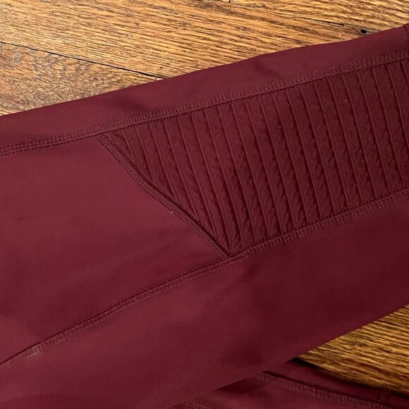Fabletics High-Waisted Moto Leggings in Rich Burgundy Size Small - Picture 3 of 5